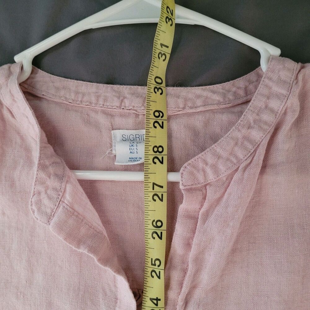 Sigrid Olsen Womens 100% Linen Long Sleeve Casual Shirt Tunic Top Sz Small Pink - Picture 7 of 8